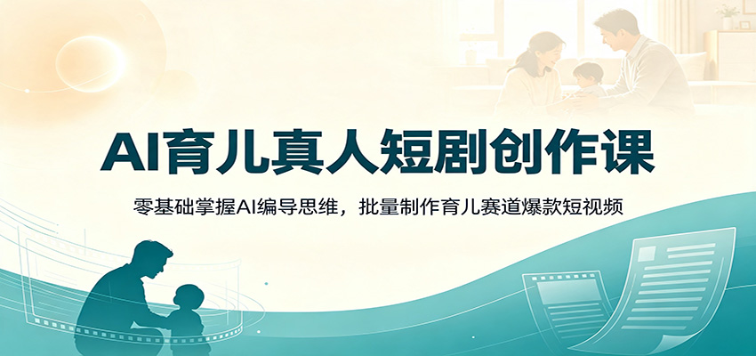AI育儿真人短剧创作课:零基础掌握AI编导思维,批量制作育儿赛道爆款短视频-小创项目网