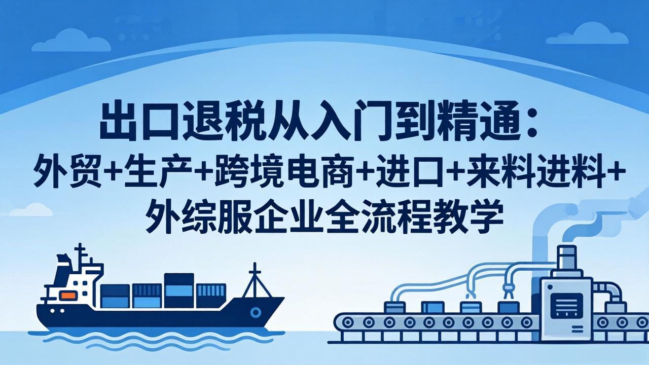 出口退税从入门到精通：外贸+生产+跨境电商+进口+来料进料+外综服企业全流程教学-小创项目网