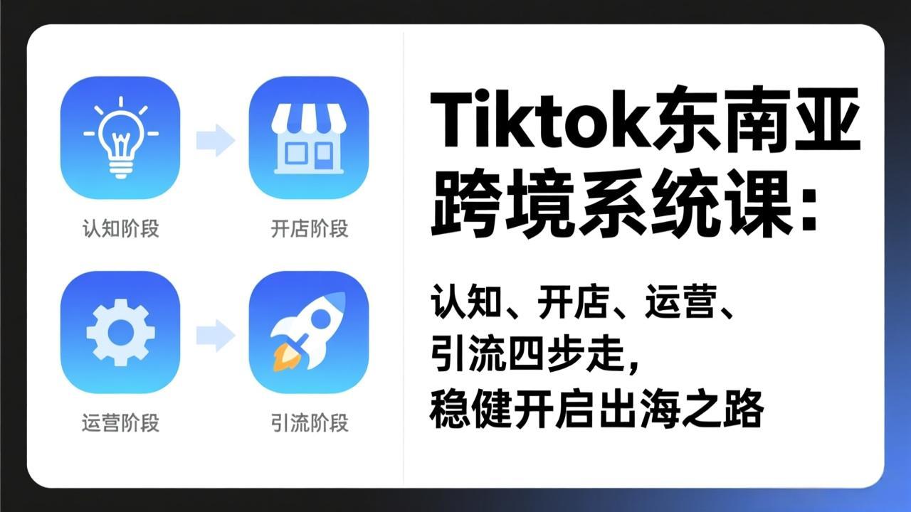 TikTok东南亚跨境系统课：认知、开店、运营、引流四步走，稳健开启出海之路-小创项目网
