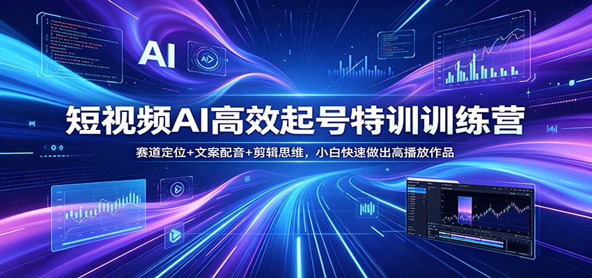 短视频AI高效起号特训训练营：赛道定位+文案配音+剪辑思维，小白快速做出高播放作品-小创项目网