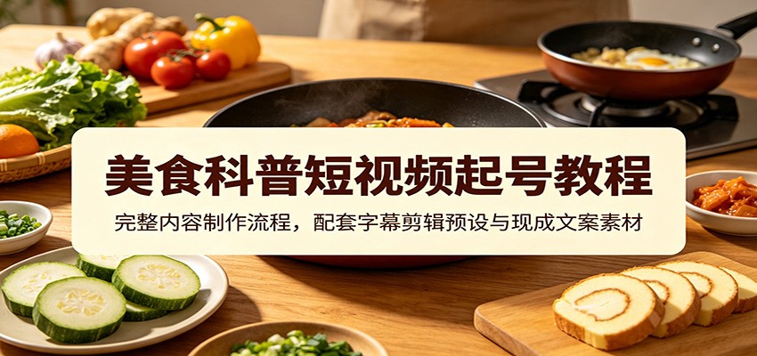 美食科普短视频起号教程:完整内容制作流程,配套字幕剪辑预设与现成文案素材-小创项目网