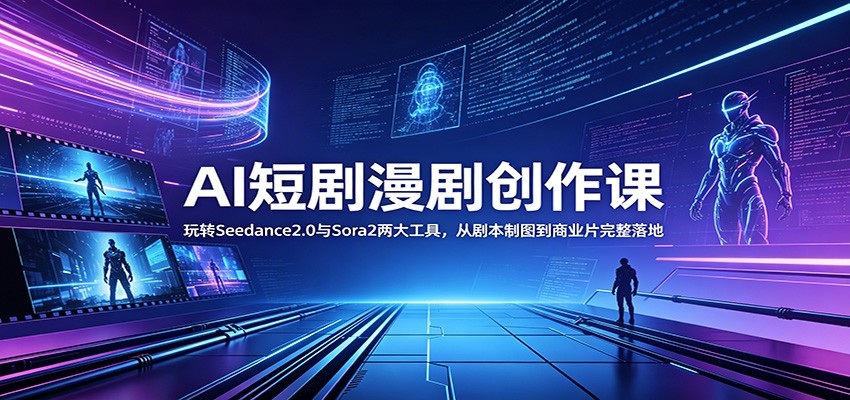 AI短剧漫剧创作课:玩转Seedance2.0与 Sora2两大工具,从剧本制图到商业片完整落地-小创项目网