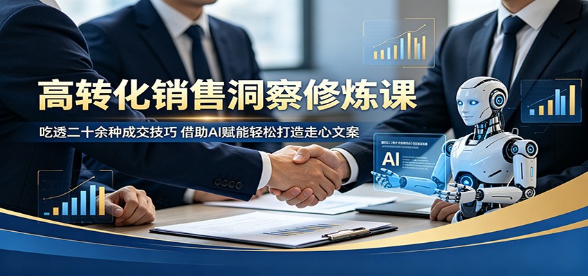 高转化销售洞察修炼课：吃透二十余种成交技巧，借助AI赋能轻松打造走心文案-小创项目网