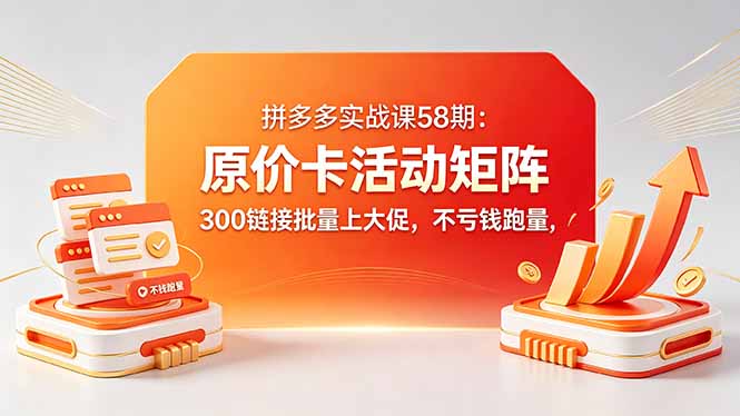 拼多多实战课58期：原价卡活动矩阵，300链接批量上大促，不亏钱跑量-小创项目网
