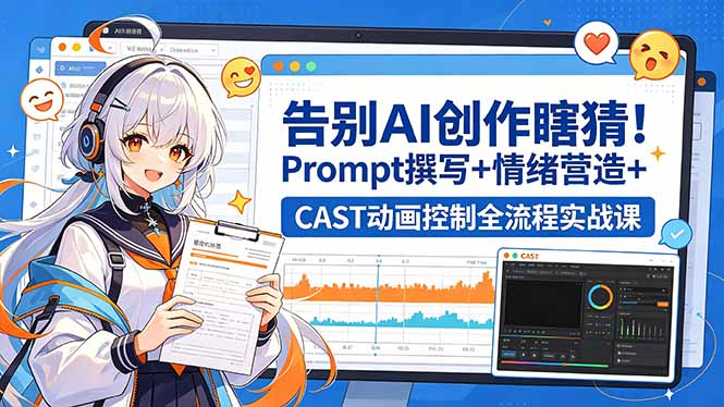 告别AI创作瞎猜！Prompt撰写+情绪营造+CAST动画控制全流程实战课-小创项目网