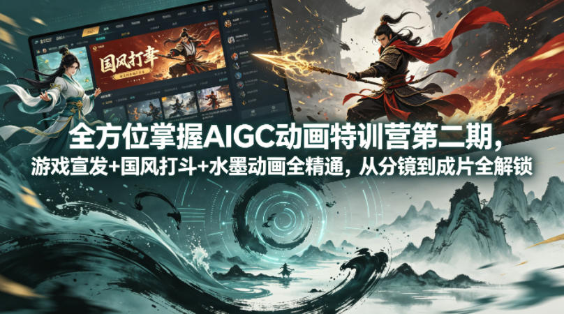 全方位掌握AIGC动画特训营第二期，游戏宣发+国风打斗+水墨动画全精通，从分镜到成片全解锁-小创项目网
