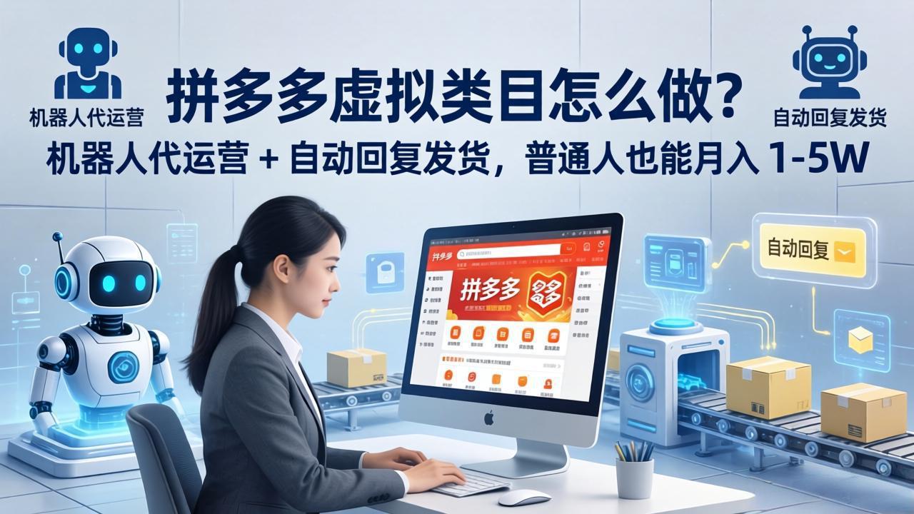 拼多多虚拟类目怎么做？机器人代运营 + 自动回复发货，普通人也能月入 1-5W-小创项目网