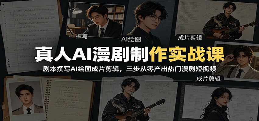 真人AI漫剧制作实战课：剧本撰写AI绘图成片剪辑，三步从零产出热门漫剧短视频-小创项目网