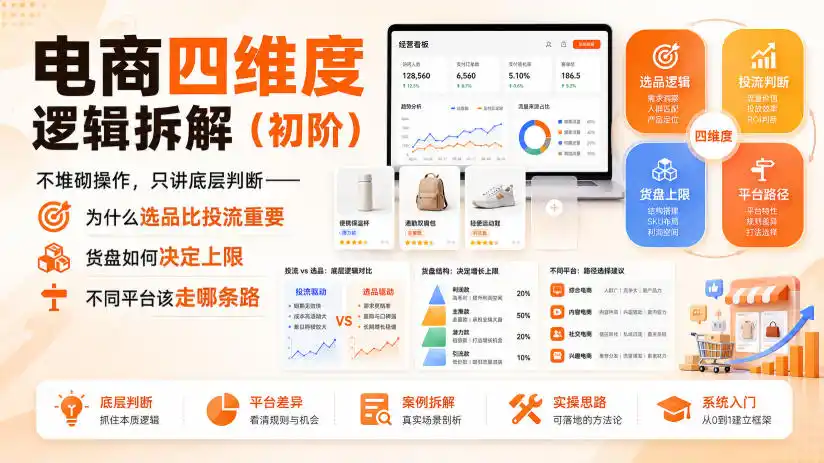 电商四维度逻辑拆解(初阶)不堆砌操作，只讲底层判断——为什么选品比投流重要、货盘如何决定上限、不同平台该走哪条路-小创项目网