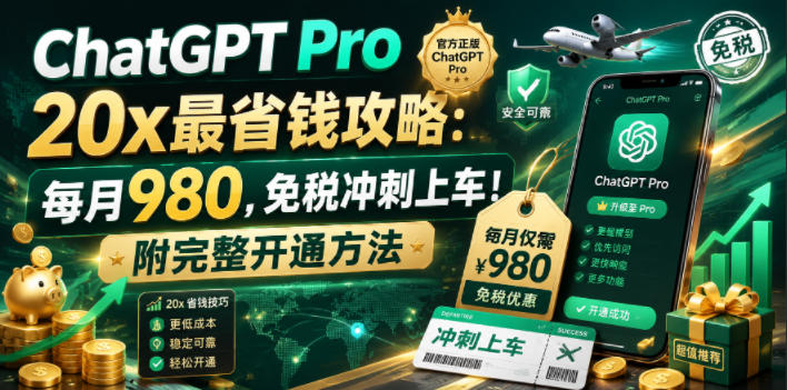 ChatGPT Pro 20x最省钱攻略：每月980，免税冲刺上车！附完整开通方法【文档】-小创项目网