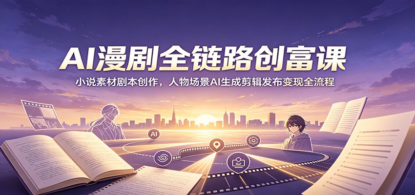 AI漫剧全链路创富课：小说素材剧本创作，人物场景AI生成剪辑发布变现全流程-小创项目网