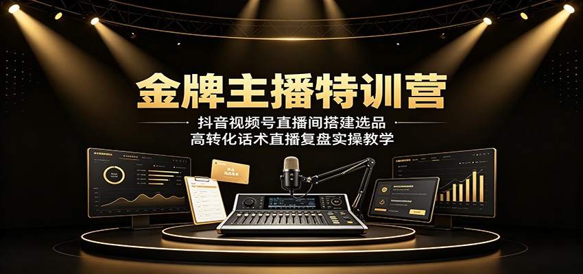 金牌主播特训营：抖音视频号直播间搭建选品，高转化话术直播复盘实操教学-小创项目网