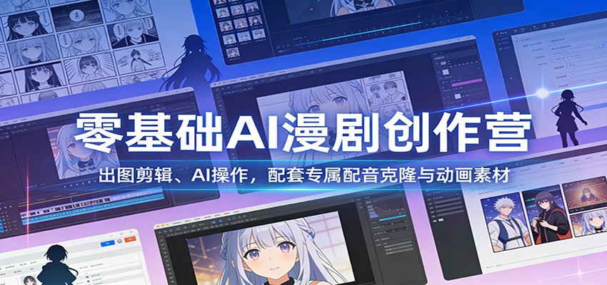 零基础AI漫剧创作营：出图剪辑、AI操作，配套专属配音克隆与动画素材-小创项目网