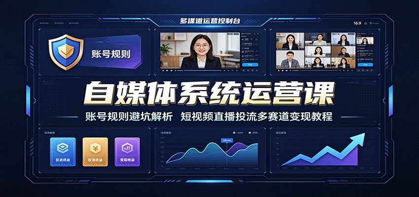 自媒体系统运营课:账号规则避坑解析,短视频直播投流多赛道变现教程-小创项目网