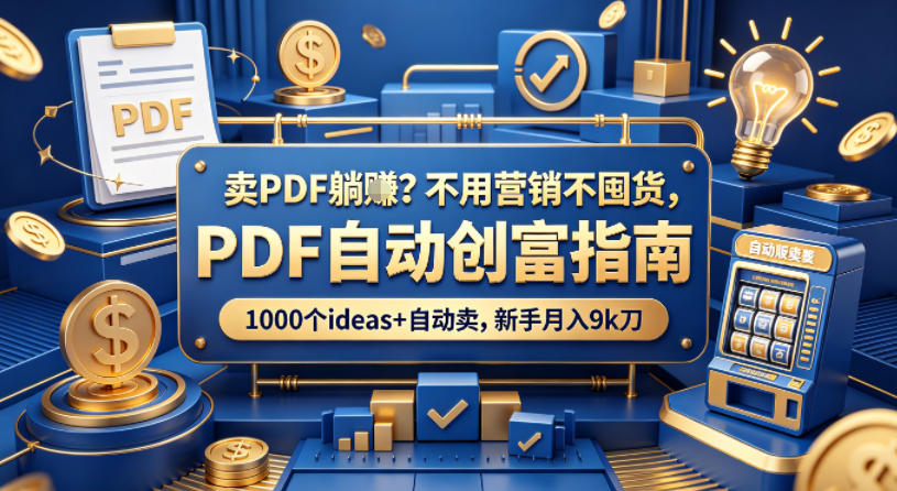 卖PDF躺賺？不用营销不囤货，PDF自动创富指南，1000个ideas+自动卖，新手月入9k刀【原创双语字幕】-小创项目网