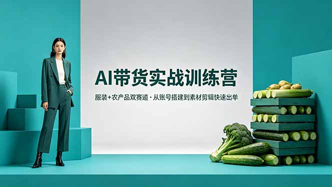 AI带货实战训练营，服装+农产品双赛道，从账号搭建到素材剪辑快速出单-小创项目网