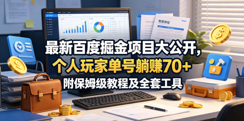 最新百度掘金项目大公开，个人玩家单号躺賺70+，附保姆级教程及全套工具【揭秘】-小创项目网