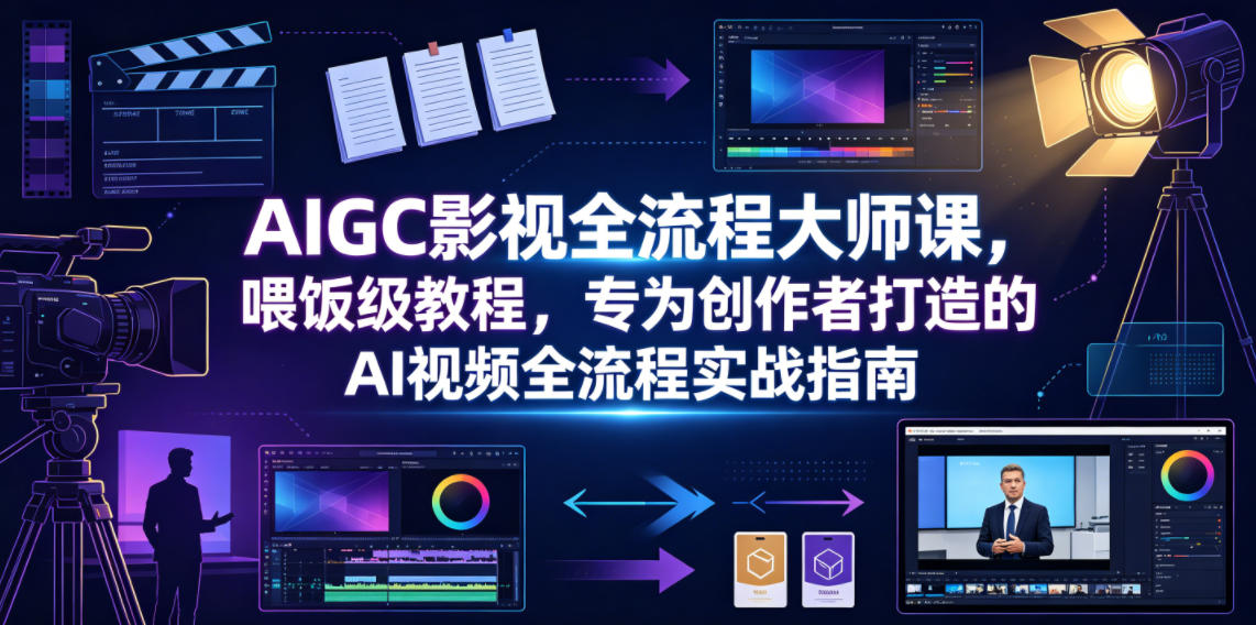 AIGC影视全流程大师课，喂饭级教程，专为创作者打造的AI视频全流程实战指南-小创项目网