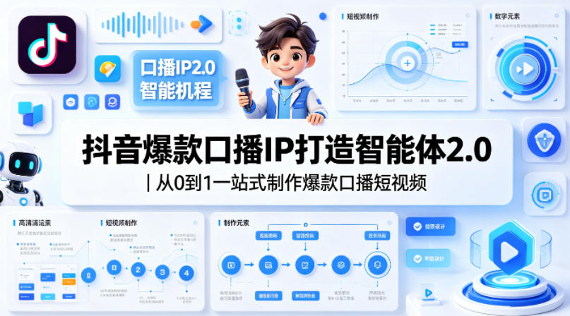 抖音爆款口播IP打造智能体2.0｜从0到1一站式制作爆款口播短视频-小创项目网
