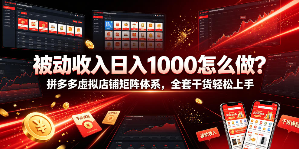 被动收入日入1000怎么做？拼多多虚拟店铺矩阵体系，全套干货轻松上手【揭秘】-小创项目网