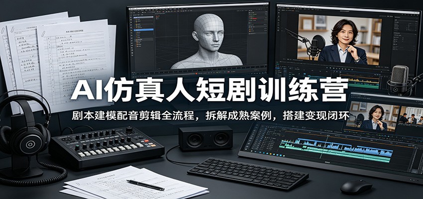 AI仿真人短剧训练营:剧本建模配音剪辑全流程,拆解成熟案例,搭建变现闭环-小创项目网