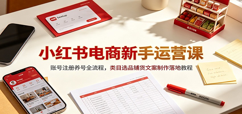 小红书电商新手运营课:账号注册养号全流程,类目选品铺货文案制作落地教程-小创项目网