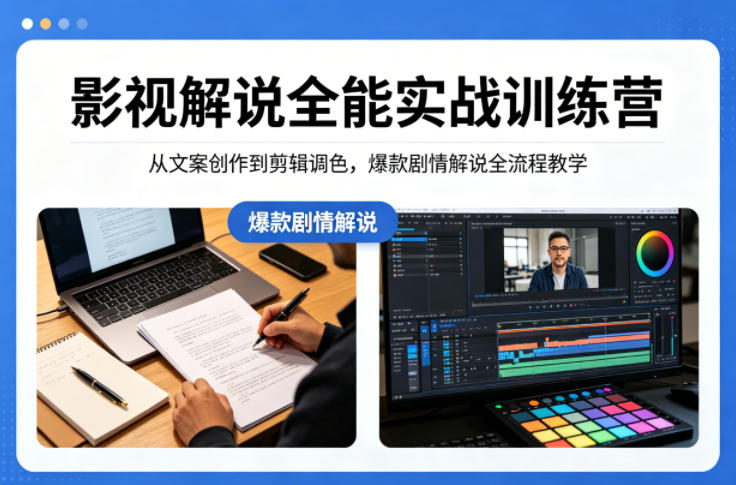 影视解说全能实战训练营：从文案创作到剪辑调色，爆款剧情解说全流程教学-小创项目网