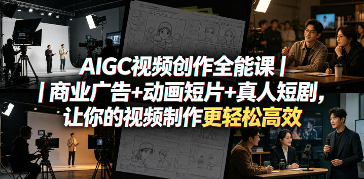 AIGC视频创作全能课｜商业广告+动画短片+真人短剧，让你的视频制作更轻松高效-小创项目网
