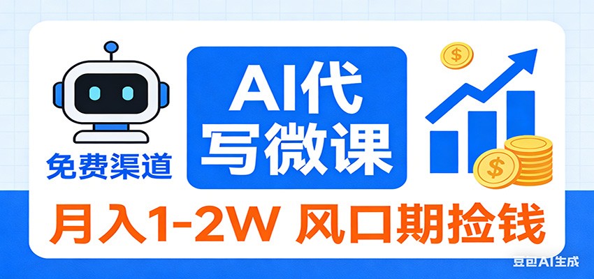 2026告别打工！AI 代写微课，提供免费渠道，月入 1-2W 风口期捡钱-小创项目网