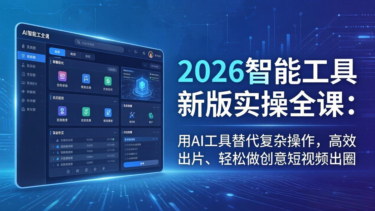 2026智能工具新版实操全课：用AI工具替代复杂操作，高效出片、轻松做创意短视频出圈-小创项目网