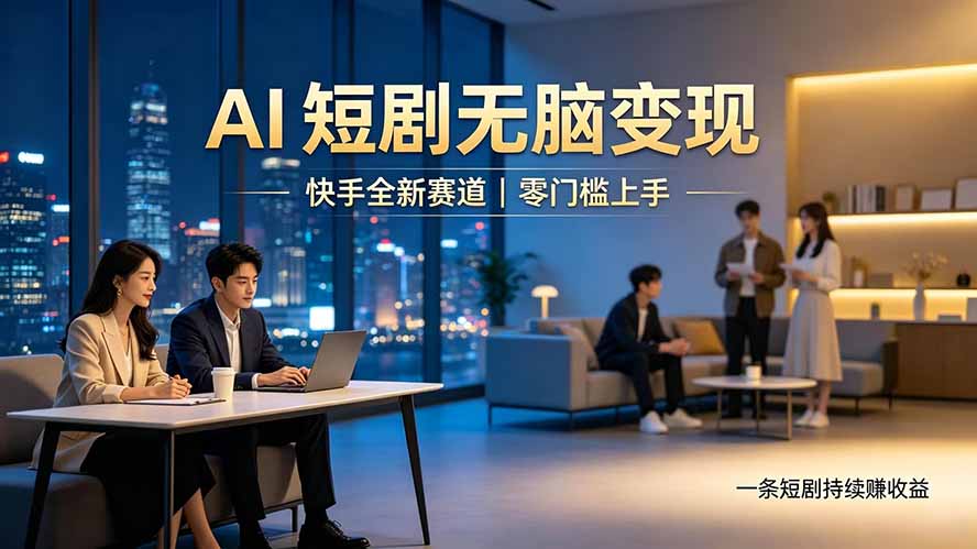 别乱找副业了，快手 AI 短剧零门槛长久被动增收-小创项目网
