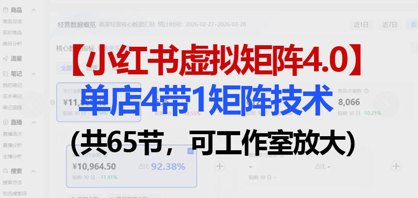 小红书虚拟矩阵4.0技术：单店4带1矩阵(共65节，可工作室放大)-小创项目网