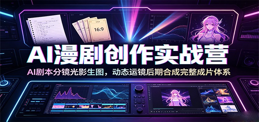 AI漫剧创作实战营：AI剧本分镜光影生图，动态运镜后期合成完整成片体系-小创项目网