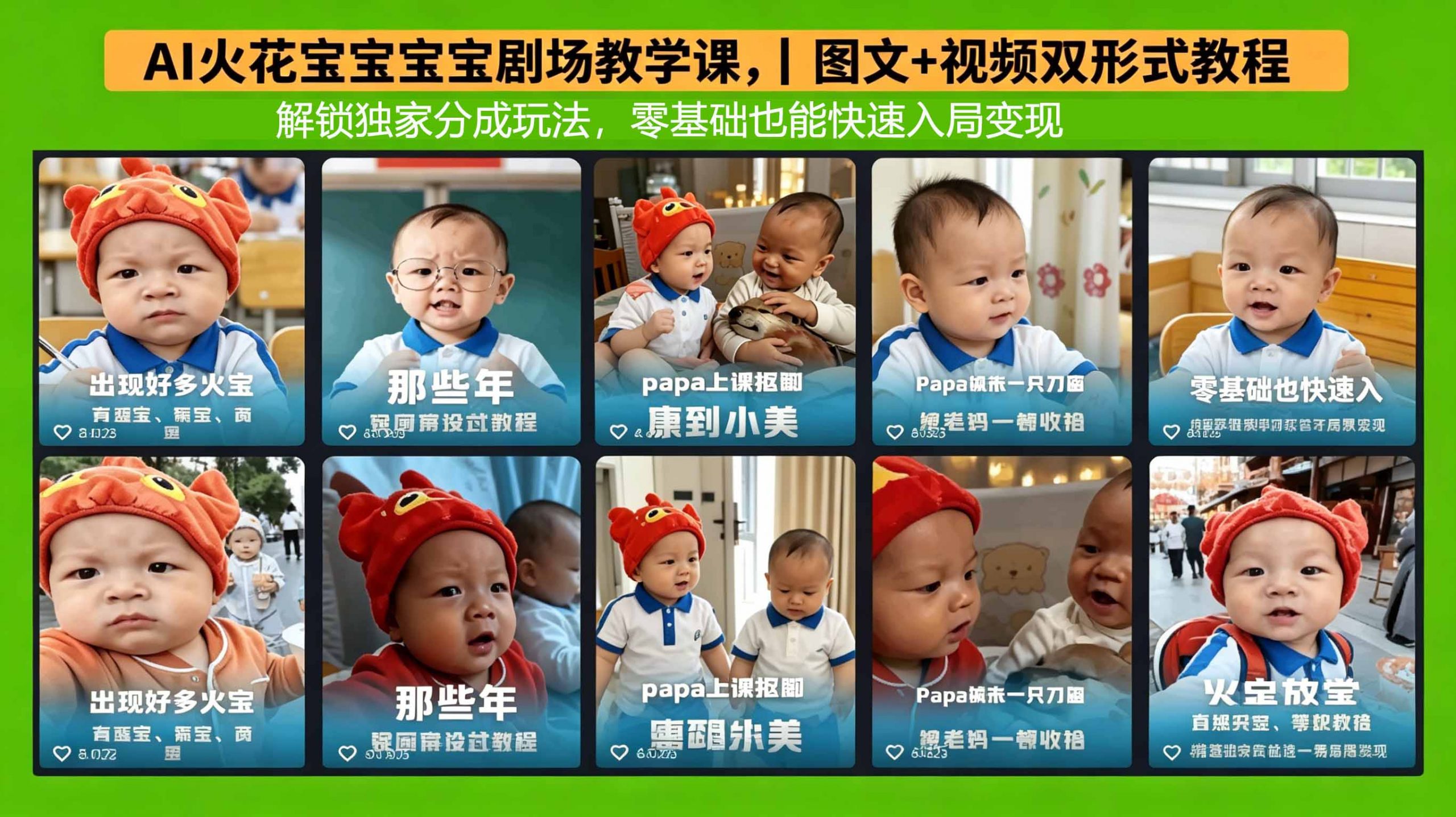 AI火花宝宝宝宝剧场教学课，图文+视频双形式教程，解锁独家分成玩法，零基础也能快速入局变现-小创项目网