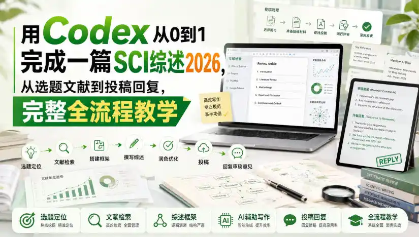 用Codex从0到1完成一篇SCI综述2026，从选题文献到投稿回复，完整全流程教学-小创项目网