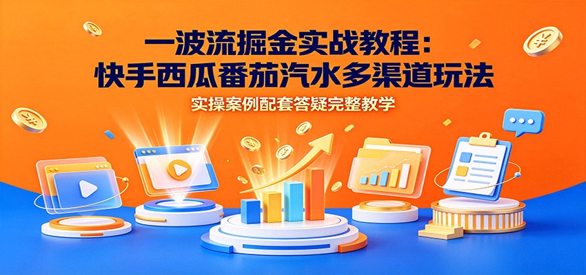 一波流掘金实战教程:快手西瓜番茄汽水多渠道玩法,实操案例配套答疑完整教学-小创项目网