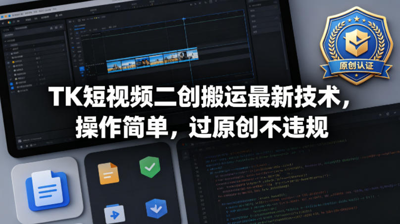 TK短视频二创搬运最新技术，操作简单，过原创不违规-小创项目网