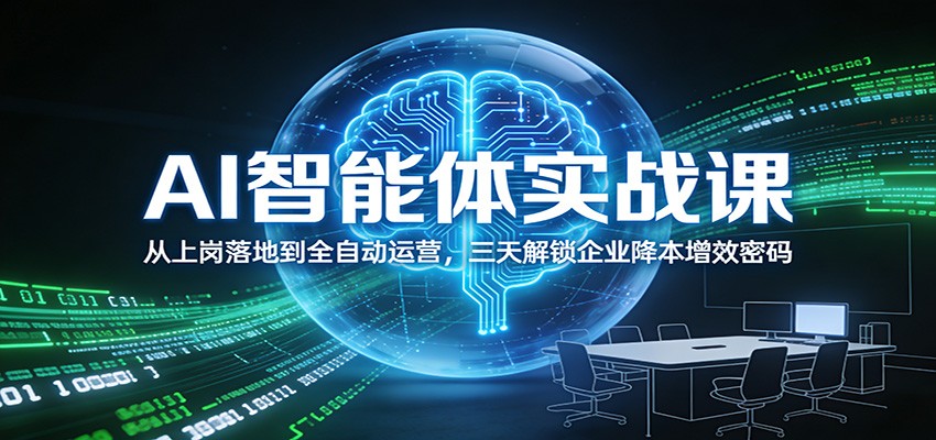 AI智能体实战课：从上岗落地到全自动运营，三天解锁企业降本增效密码-小创项目网