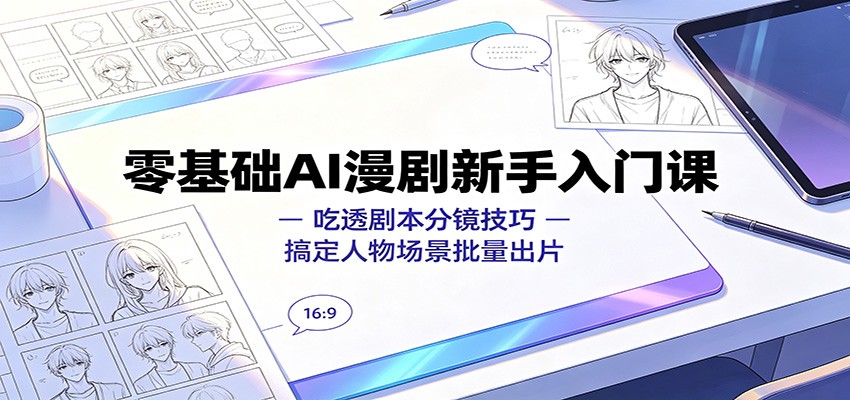 零基础AI漫剧新手入门课:吃透剧本分镜技巧,搞定人物场景批量出片-小创项目网