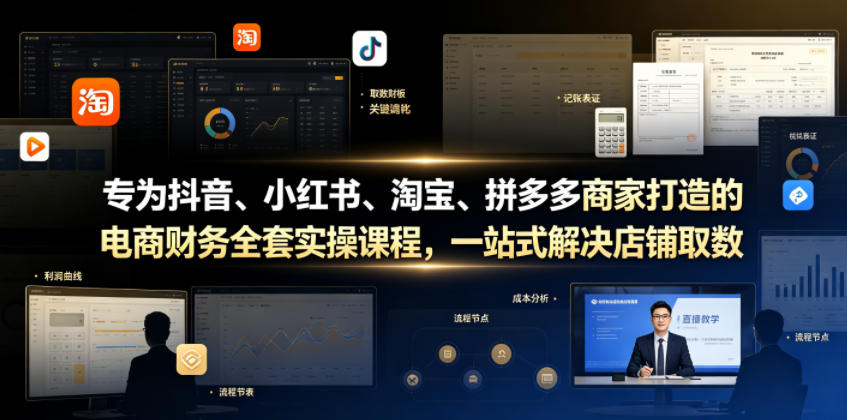 专为抖音、小红书、淘宝、拼多多商家打造的电商财务全套实操课程，一站式解决店铺取数、记账、报税全流程难题-小创项目网