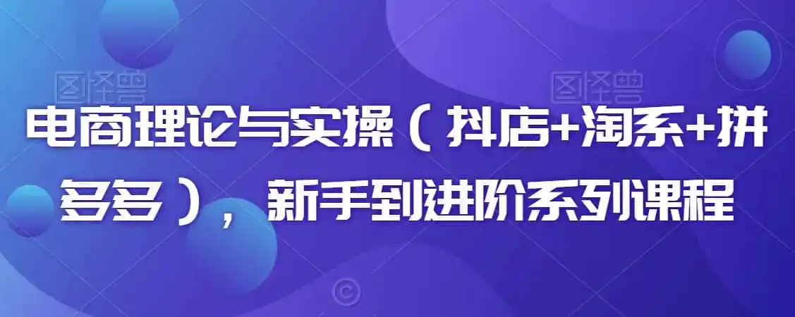 电商理论与实操(抖店+淘系+拼多多),新手到进阶系列课程