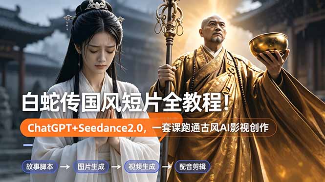 白蛇传-国风短片全教程！ChatGPT+Seedance2.0，一套课跑通古风AI影视创作-小创项目网