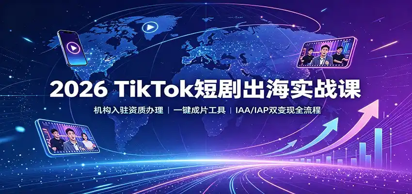 2026 TikTok短剧出海实战课：机构入驻资质办理，一键成片工具，IAA/IAP双变现全流程-小创项目网
