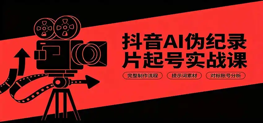 抖音AI伪纪录片起号实战课：完整制作流程，提示词素材，对标账号分析-小创项目网
