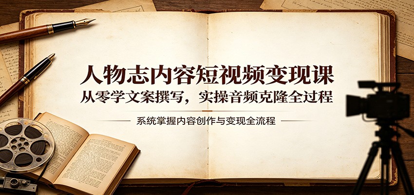 人物志内容短视频变现课：从零学文案撰写，实操音频克隆全过程-小创项目网