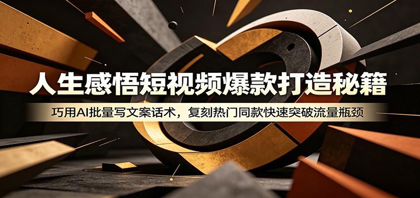 人生感悟短视频爆款打造秘籍：巧用A 批量写文案话术，复刻热门同款快速突破流量瓶颈-小创项目网