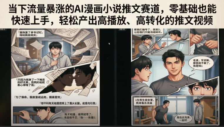 当下流量暴涨的AI漫画小说推文赛道，零基础也能快速上手，轻松产出高播放、高转化的推文视频-小创项目网