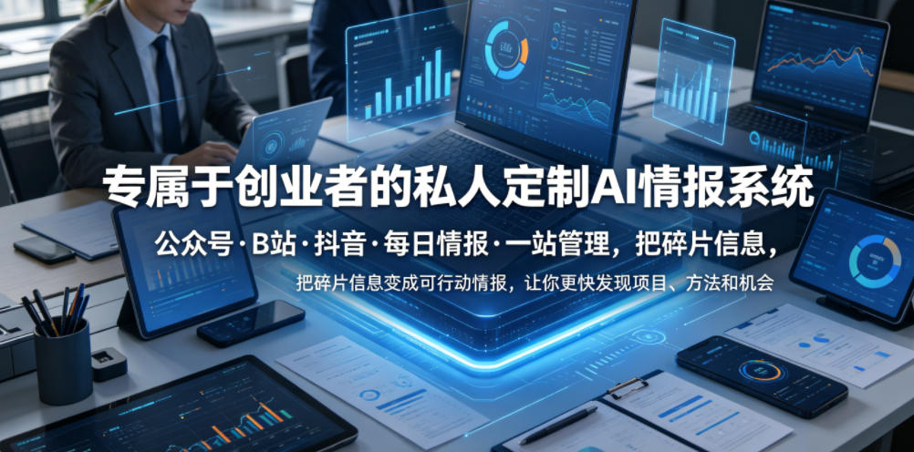 专属于创业者的私人定制AI情报系统，公众号·B站·抖音·每日情报·一站管理，把碎片信息变成可行动情报，让你更快发现项目、方法和机会-小创项目网