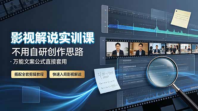 影视解说实训课：不用自研创作思路，万能文案公式直接套用，搭配全套剪辑教程，快速入局影视解说-小创项目网