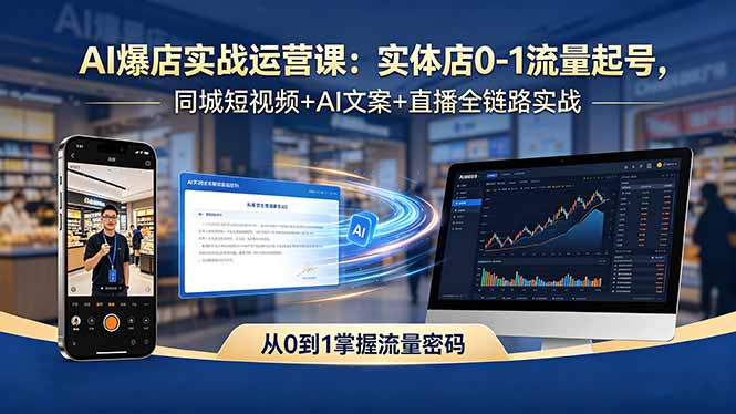 AI爆店实战运营课：实体店0-1流量起号，同城短视频+AI文案+直播全链路实战-小创项目网
